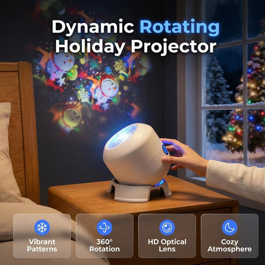 Dynamic Rotating LED Projector Light, 360° Rotating Ocean Wave Night Projection Night Light, Multi-Angle Projection Base, for Meditation, Bedroom, Home Theater