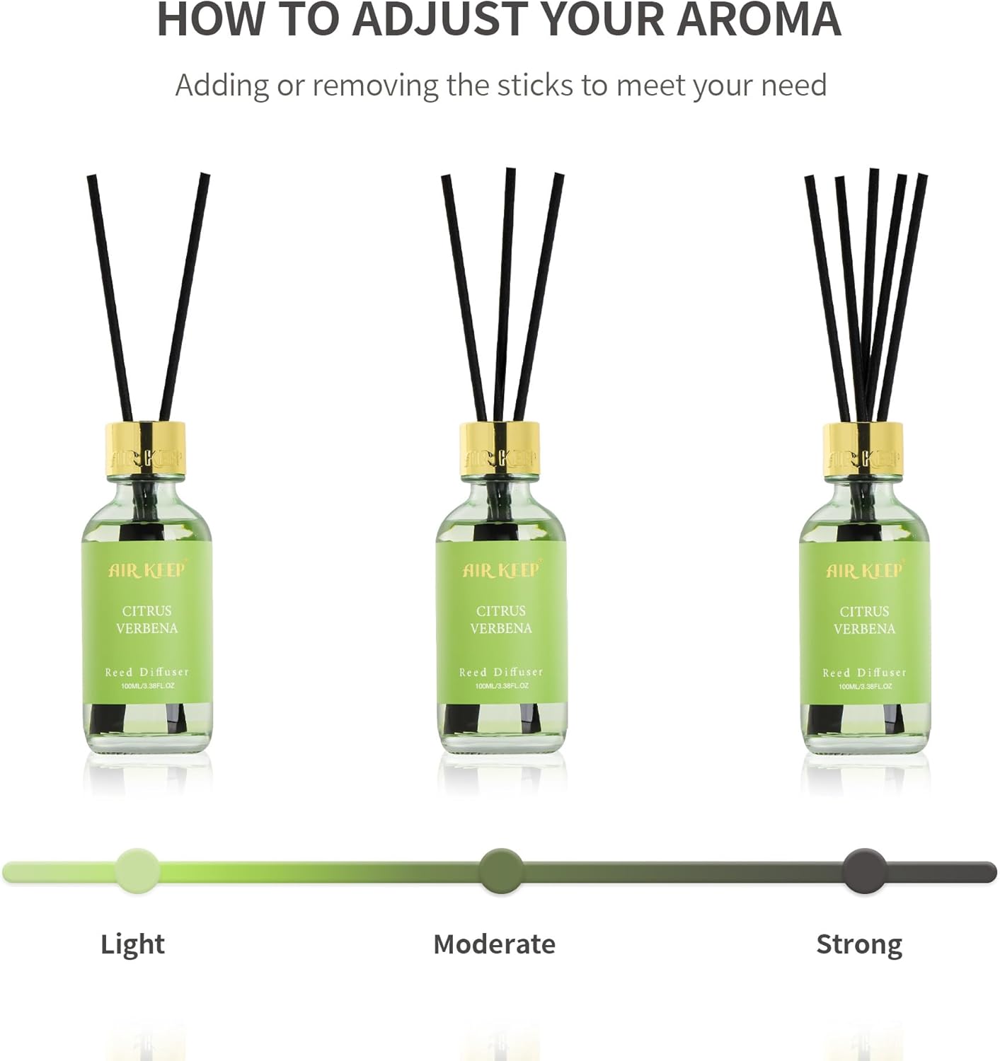 Airkeep Reed Diffuser Oil Set with Reed Sticks,Citrus Aromatherapy Oil Scent Diffuser for Home Office Bathroom Decoration Perfume and Gifts 3.38oz/100ml