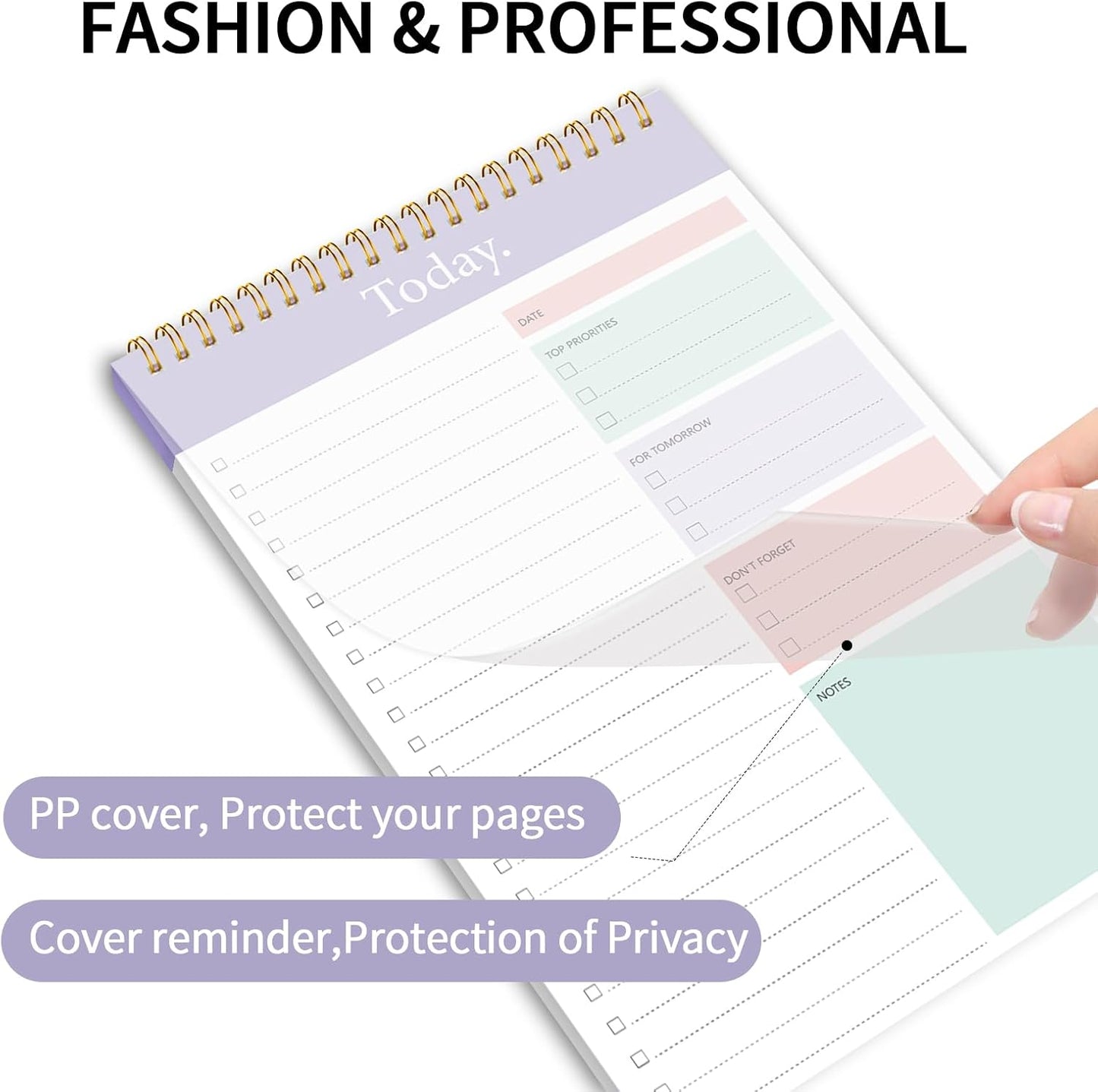 To Do List Notepad - Daily Planner Notepad 104 Pages Task Planner, 6.7" x 9.8" Double Sided Spiral Notebook with Checklist Productivity Planning Pad for Work Office Home-Pink