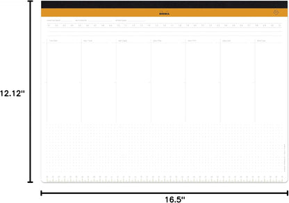 Rhodia -Ref 194041 - Undated Weekly Desk Pad - Premium 80 GSM White Paper -16 1/2 x 12 1/8" - 60 Sheets