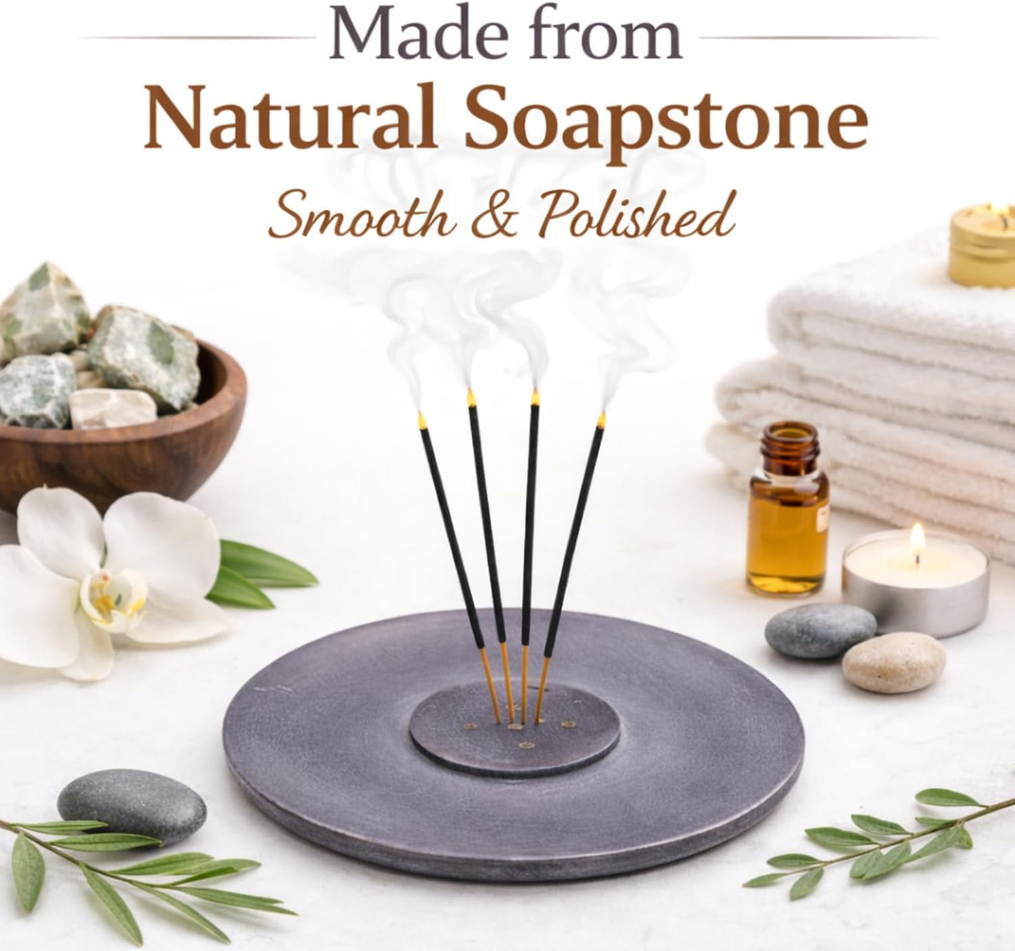Handmade Natural Grey Marble Incense Stick Holder