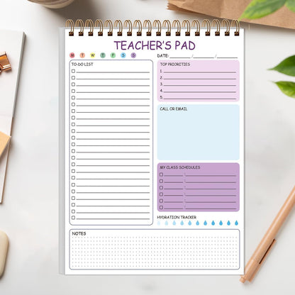 Teacher Notepad - A4 Teacher To Do List Notepad, Spiral Checklist Notebook Organizer for Teachers Notes Task Appointment, Teacher Appreciation Gifts, 8'' x 11'', Green