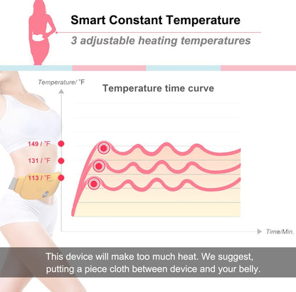 Portable Cordless Heating Pad, Electric Waist Belt Device, Fast Heating Pad with 3 Heat Levels and 3 Massage Modes, Back or Belly Heating Pad, Gift for Her, Women and Girl