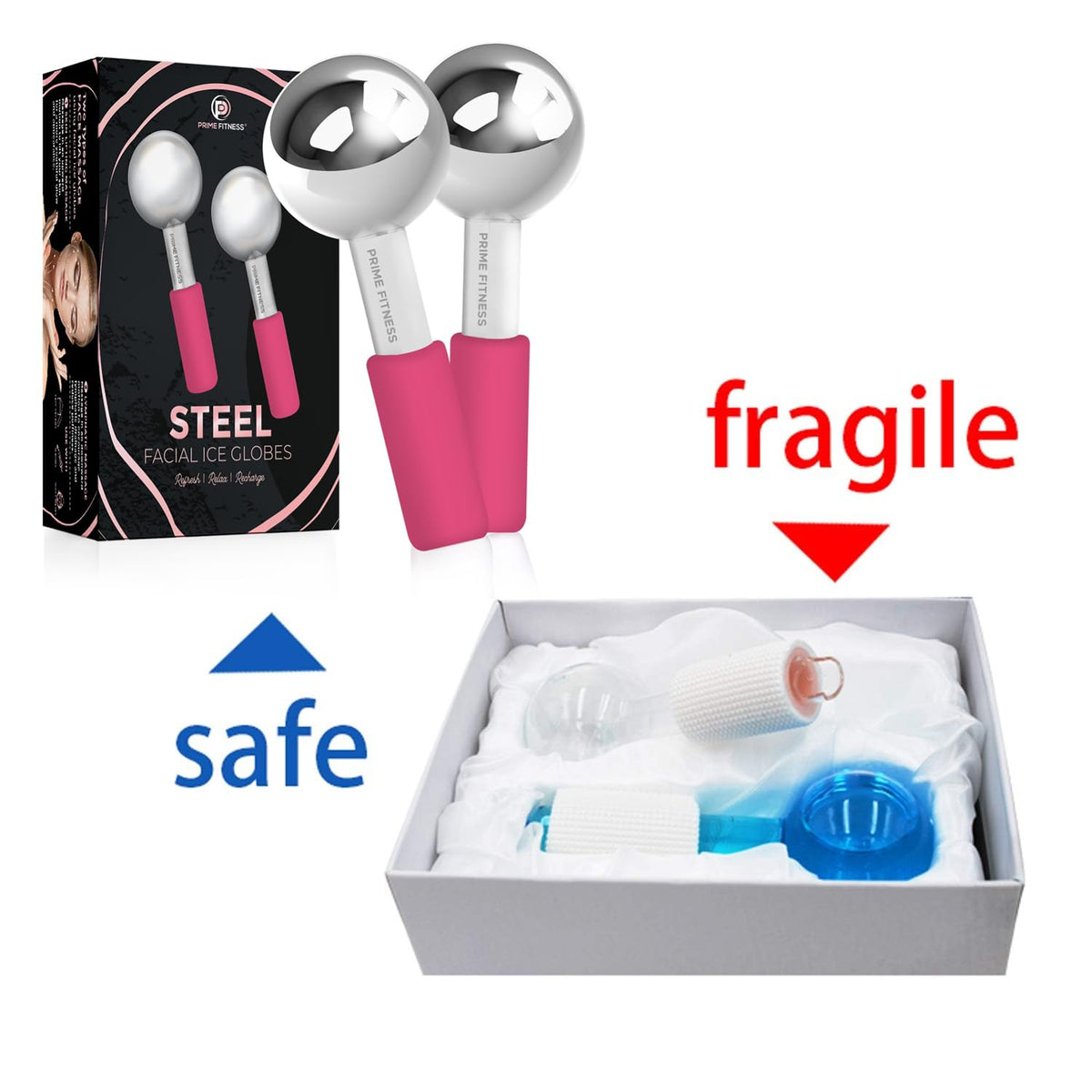 Ice Globes for Facials | Unbreakable Steel Cooling Roller | Cryo Sticks for Face | Massager for Face Neck & Eyes | Skin Care for Dark Circles, Puffiness, Wrinkles, Collagen Production (White)