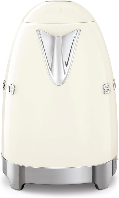 SMEG Variable Temperature Electric Kettle 1.7L (7 Cup), Stainless Steel Tea & Coffee Kettle, Fast Boil, Adjustable Temp 122°F–212°F, Keep Warm, Auto Shut-Off, 360° Base, Retro Style-Black