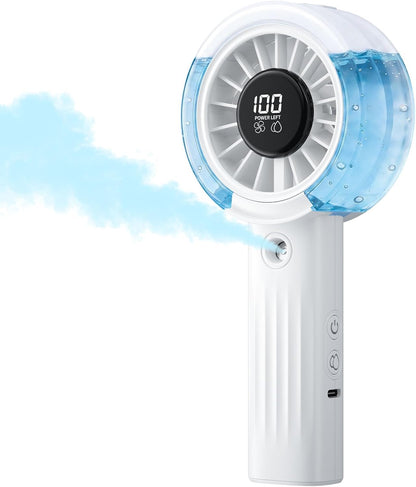 HandFan Upgraded Misting Fan with LED Display – Extreme Cooling Portable Handheld Fan with Water Mist Spray, 50% Stronger Airflow & Quieter, USB Rechargeable for Travel/Park/Disney/Beach/Concert/Game