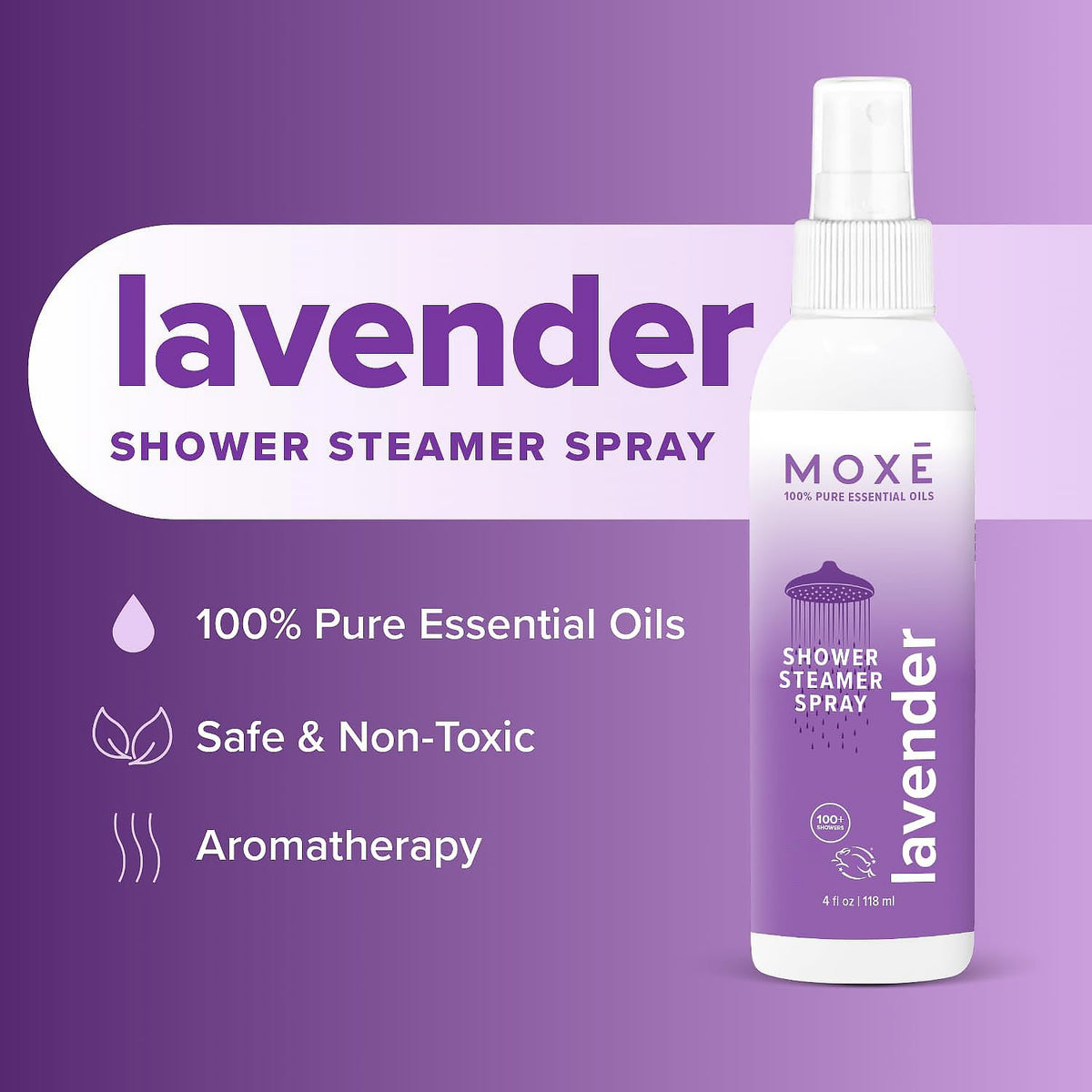 MOXĒ Eucalyptus Oil Shower Mist, Spa Steam Spray, Certified Natural 100% Essential Oils, Made in USA, Aromatherapy, Sinus Congestion Relief, Tension Relief, 4 Ounces