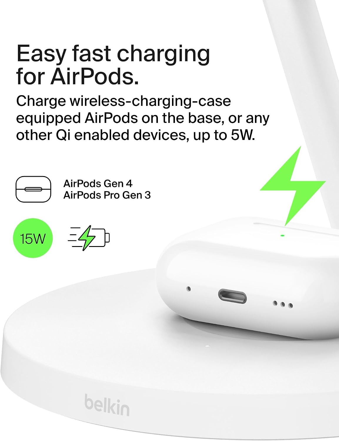 Belkin Qi2 15W Wireless Charging Station, 3 in 1 iPhone Charger