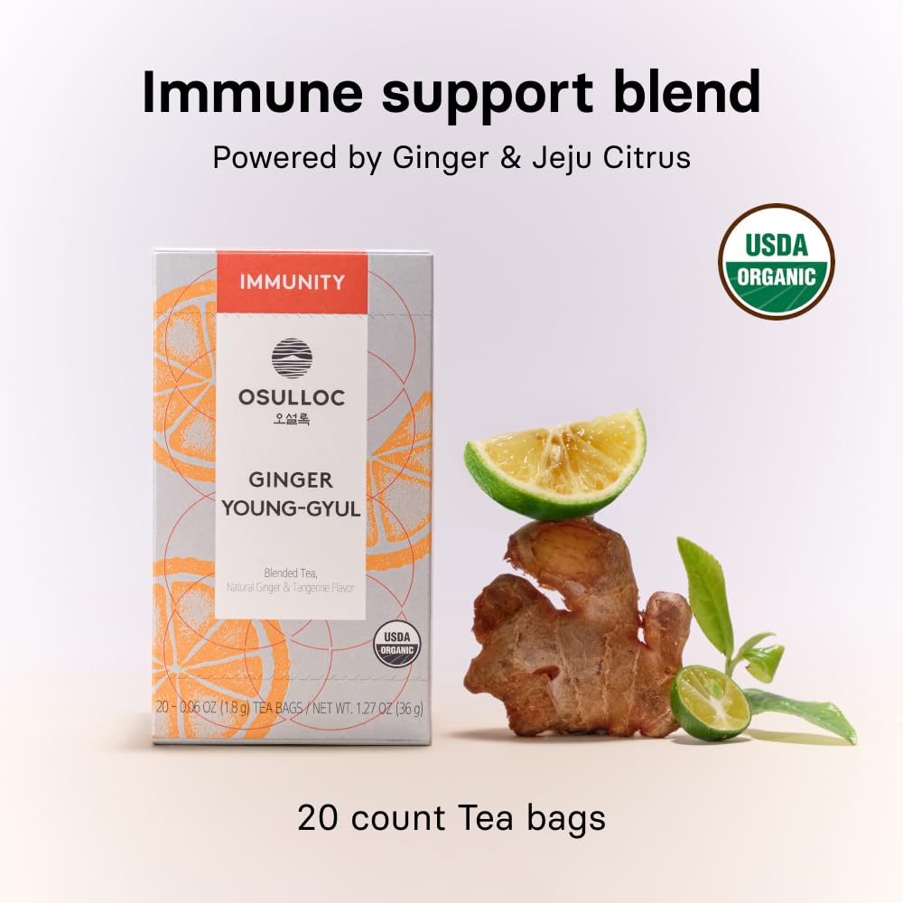 OSULLOC Ginger Young-Gyul Tangerine Green Tea, 20 Count, 1.27 oz