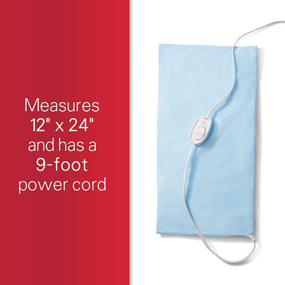 Sunbeam XL Heating Pad for Back Neck and Shoulder Pain Relief with Sponge for Moist Heating Option Extra Large 12 x 24" Blue