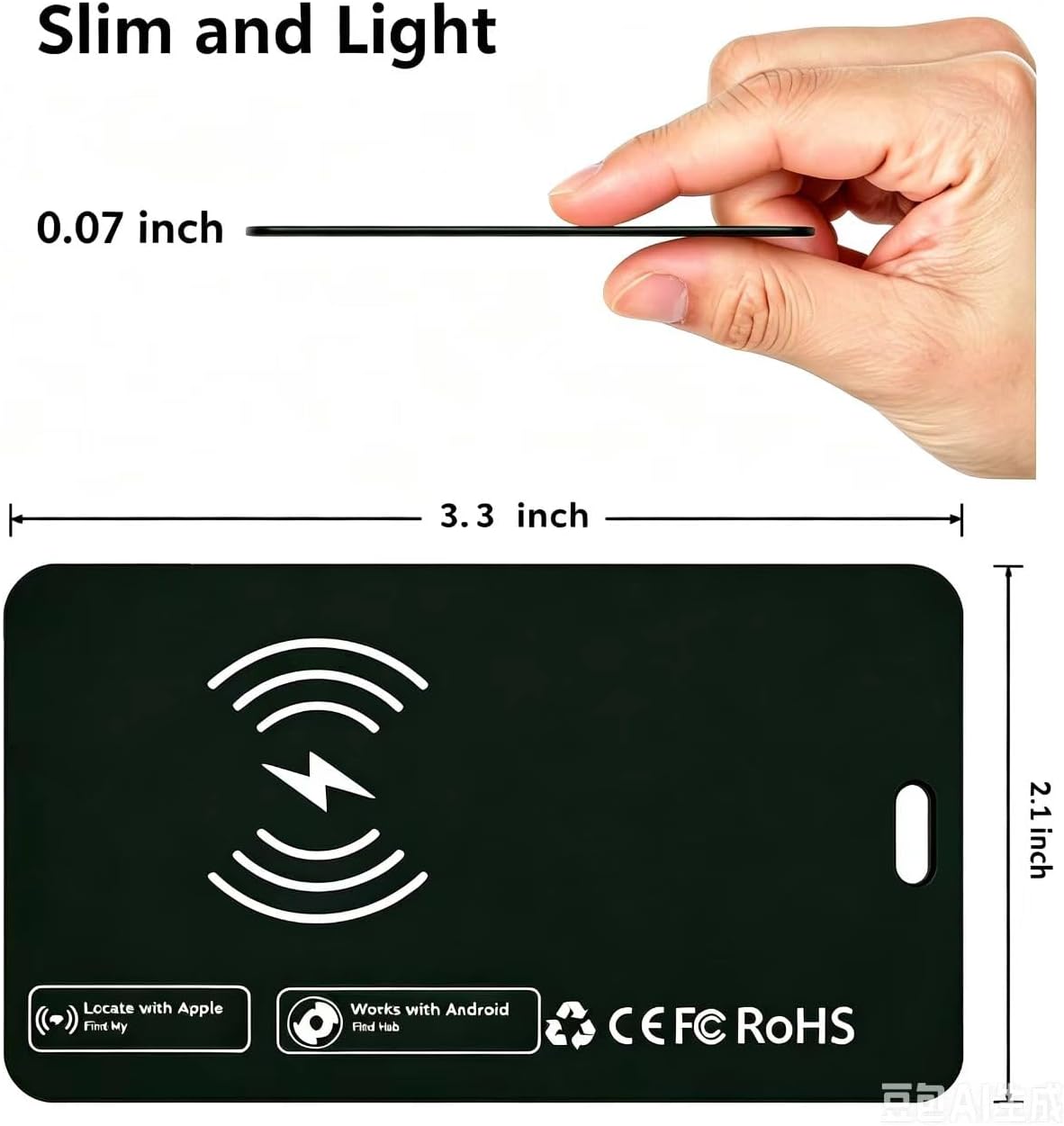 Dual-System; Wallet Locator, Luggage Tracker, Item Locator and Finder Compatible with iOS Find My& Android Find hub | IP67,Rechargeable, Slim Card, 1-pcs