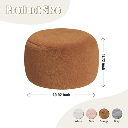 Round Stuffed Pouf Ottoman Foot Rest, Faux Fur Poufs with Memory Foam Filling, Ottomans for Living Room, Nursery, Dorm, Soft Foot Stool Ottoman for Couch, Perfect for Resting Your Feet (Grey, 20 Inch)