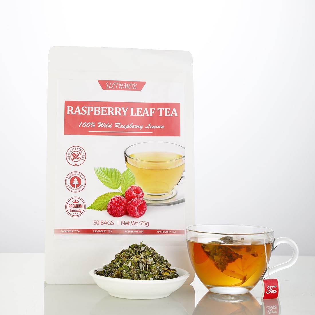 Premium 50 Red Raspberry Leaf Tea Bags, Made with 100% Natural Red Raspberry Leaves,Natural Pregnancy & Help Childbirth & Support Menstrual, No Additives & Caffeine Free.