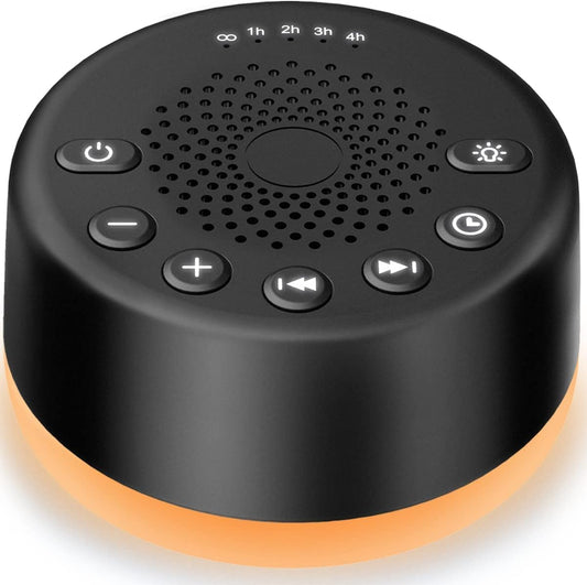 Easysleep Sound White Noise Machine with 25 Soothing Sounds and Night Lights with Memory Function 32 Levels of Volume and 5 Sleep Timer Powered by AC or USB for Sleeping Relaxation (Wood)