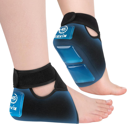 REVIX 2-Pack 45-Min Heel Ice Pack Wrap for Tendonitis & Plantar Fasciitis