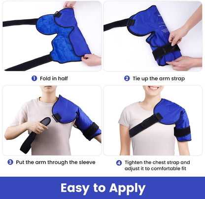 NEWGO Shoulder Ice Pack Rotator Cuff - Reusable Cold Therapy Wrap Shoulder Brace for Pain Relief, Gel Ice Pack for Injuries & Surgery Recovery with Adjustable Strap - Purple