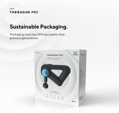 Therabody Theragun PRO Plus - 6-in-1 Deep Tissue Percussion Massage Gun, Handheld Personal Massager for Full Body Pain Relief & Muscle Tension with Biometric Breathwork, Vibration & Heated Attachments