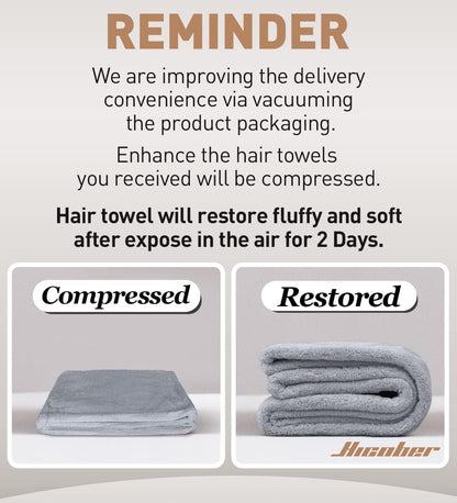 Hicober Microfiber Hair Towel Wrap, Fast Drying Hair Towels for Women, Soft Lightweight Quick Dry Turban for Curly & Long Hair–3 Pack(Blue/Grey/Pink)