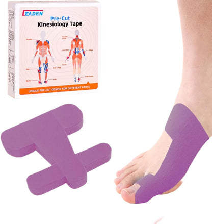 Precut Kinesiology Tape for Bunion, 40 Pcs, Bunion Corrector, Big Toe Support and Pain Relief, Breathable Hypoallergenic Latex-Free Tape (Black)