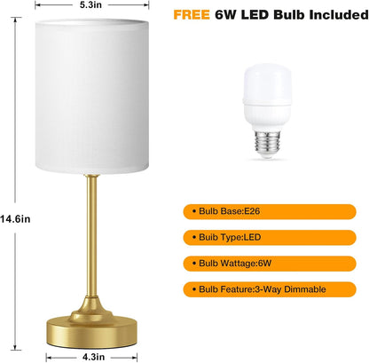 Small Bedside Table lamp for Bedroom - 3 Color Temperatures Bedside Lamps with USB C and A Ports, Pull Chain Table Lamps with AC Outlet, White Nightstand Lamps with Black Metal Base for Kids Reading