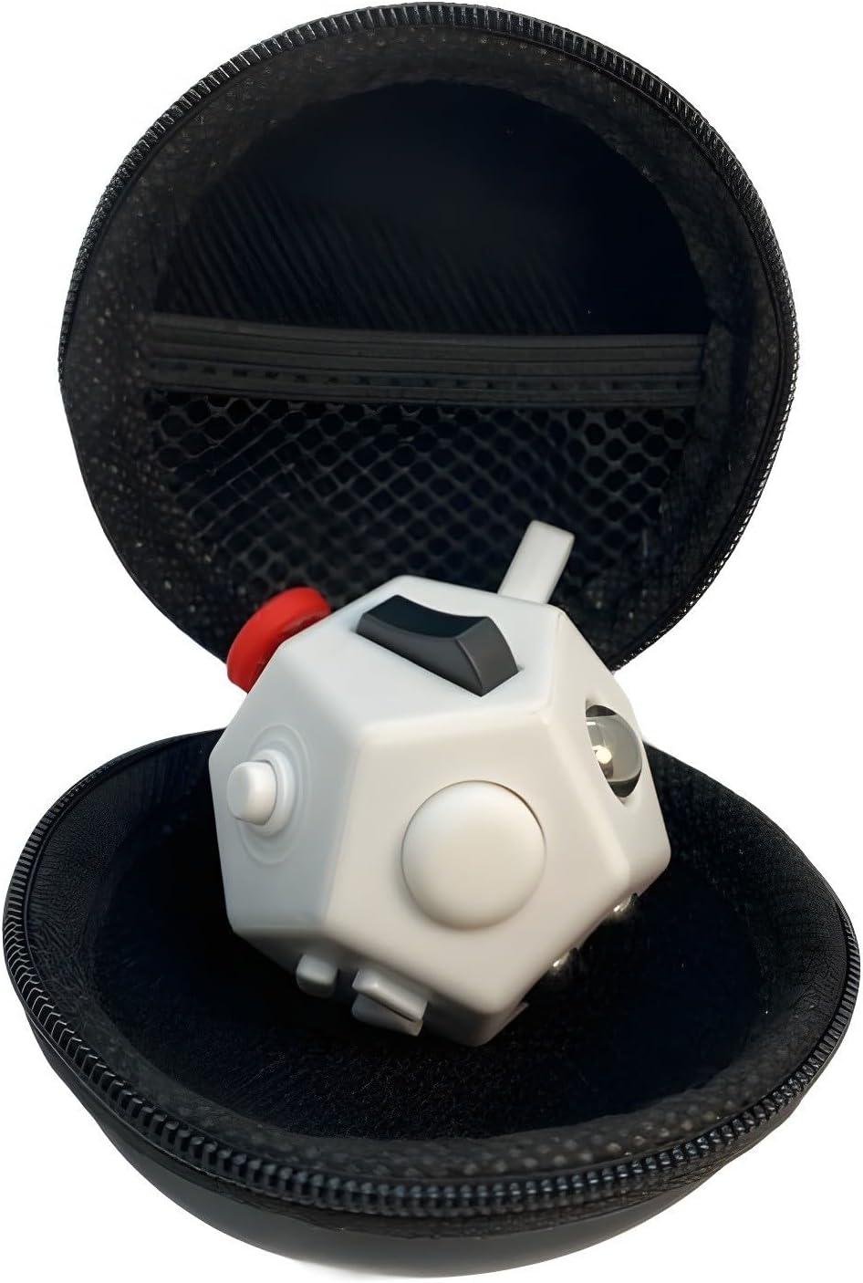 Small Fidget Toys Cube, Small Fidget Toy - 12 Sides Decompression Cube Anti Anxiety and Relief Stress Improve Focus Creative Unique Fidget Toy for Kids and Adults, with Carry Case(Black E1)