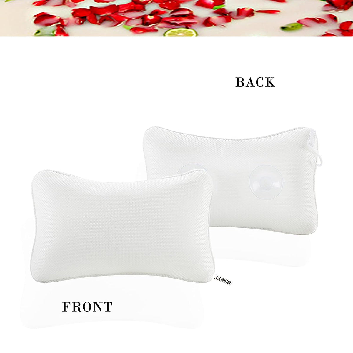 Bathtub Pillow, Non Slip, Breathable Soft, Comfortable Head Neck Support, Machine Washable, 2 Large Suction Cups (White)