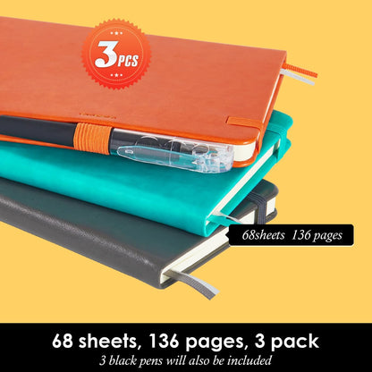 NIRMIRO (3 Pack) Pocket Notebook Small Journal with Pen, 3.7" x 5.7", A6 Mini Notebook for Women Men Work Writing, Hardcover Small Pocket Notepad with 100Gsm Premium Thick Lined Paper, Black Leather