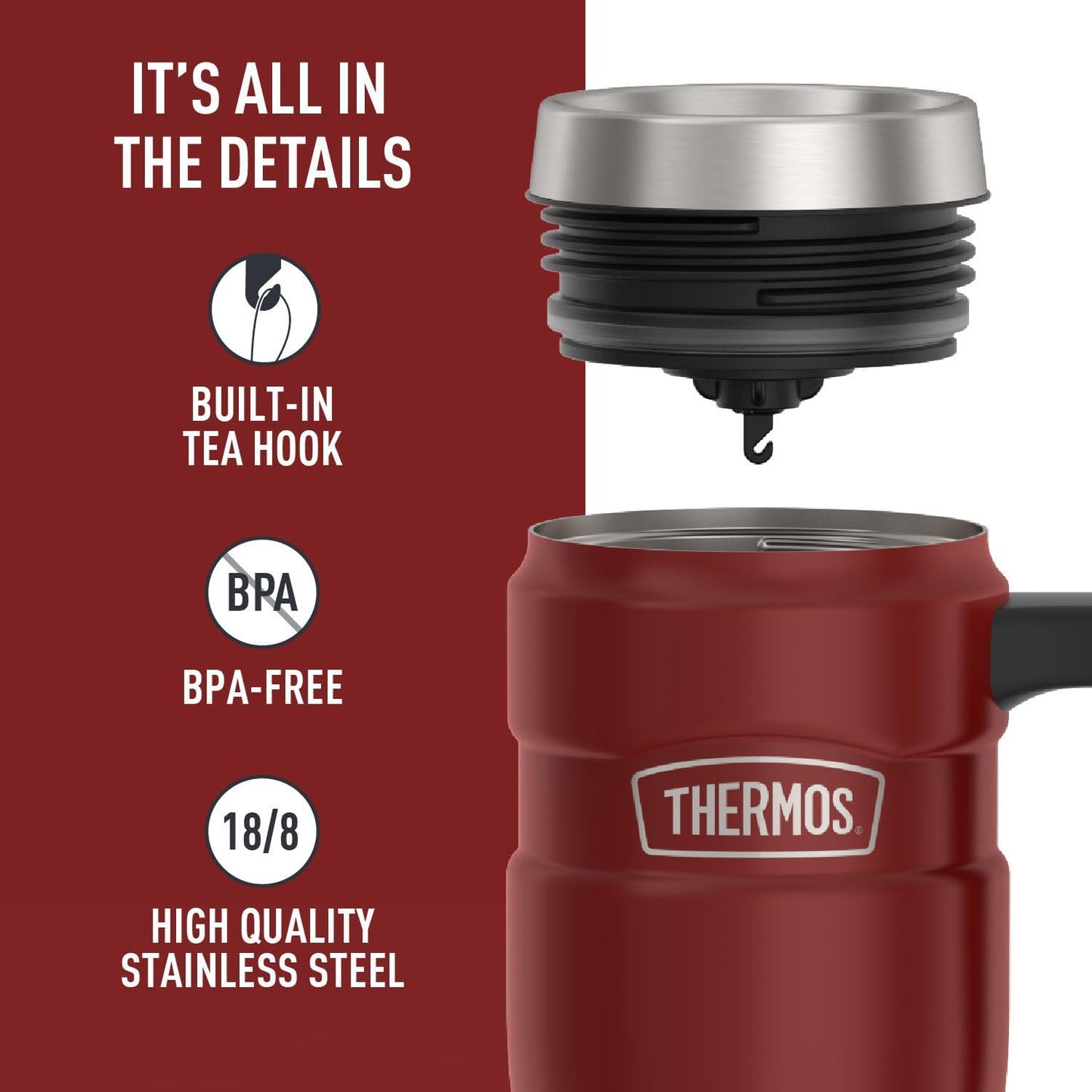 THERMOS Stainless King Vacuum-Insulated Travel Tumbler, 16 Ounce, Matte Steel