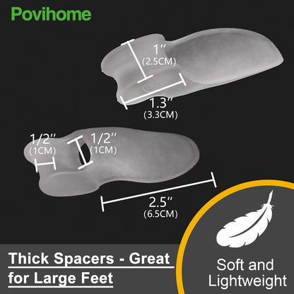 Povihome 10 Pack Clear Toe Spacers, Big Toe Separator (1st/2nd Toe), Bunion Corrector to Correct Big Toe Bunion, Overlapping Toes