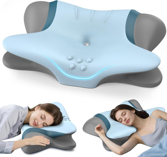 Cervical Neck Pillow for Pain Relief - Ergonomic Side Sleeper Pillow for Neck Support, Orthopedic Memory Foam Pillows for Sleeping, Contour Cervical Pillow Bed Pillow for Back Sleepers