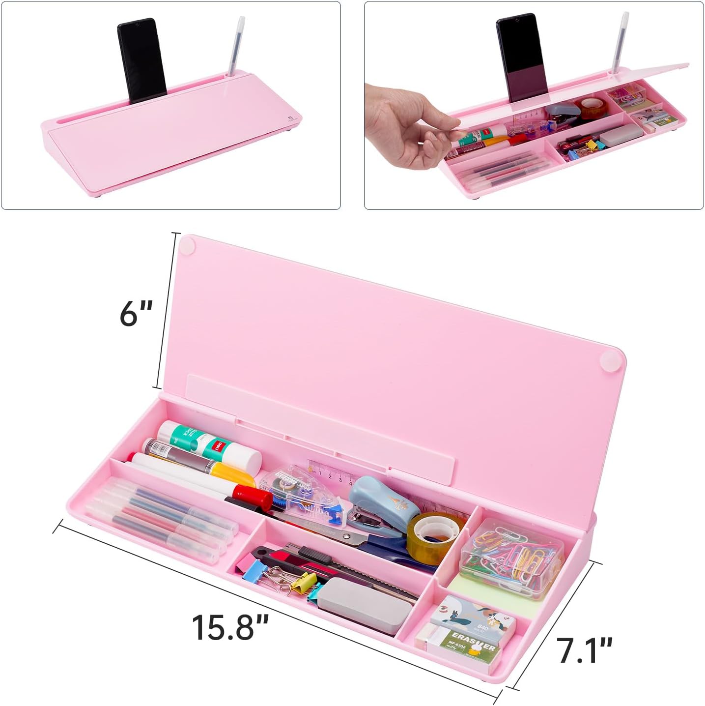 TSJ OFFICE Whiteboard Weekly Dry-Erase-Board - Desktop White Board Calendar Desk Organizers with Accessories Computer Keyboard Stand with Drawer, for Office, Home, School Supplies - White Calendar