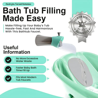 Bath Helper - Bath Tub Faucet Extender - Guides Water Directly from Faucet to Baby Bath Tub Without Excessive Water Waste and Splashing (Clear White)