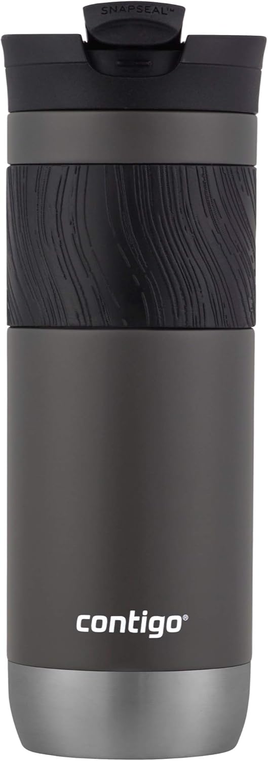 Contigo SNAPSEAL Insulated Stainless Steel Travel Mug with Grip 20oz. Blue Corn Transparent Satin & Midnight Berry
