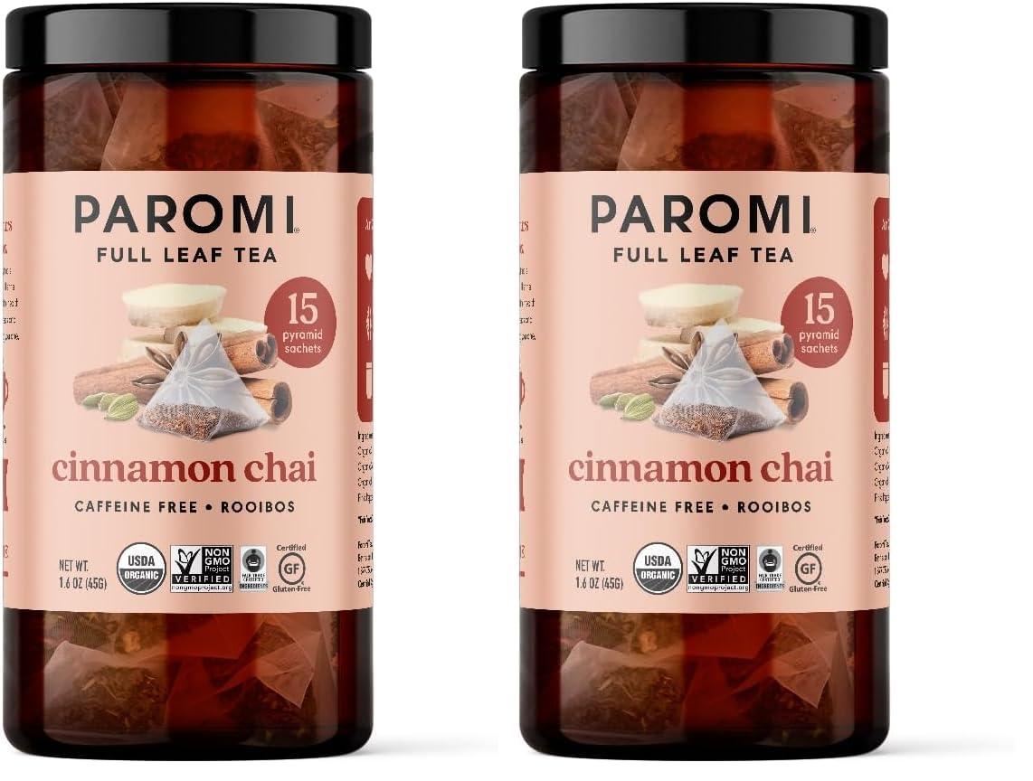 Paromi Chamomile Lavender Rooibos Organic Tea, Signature Jar, 15 Count