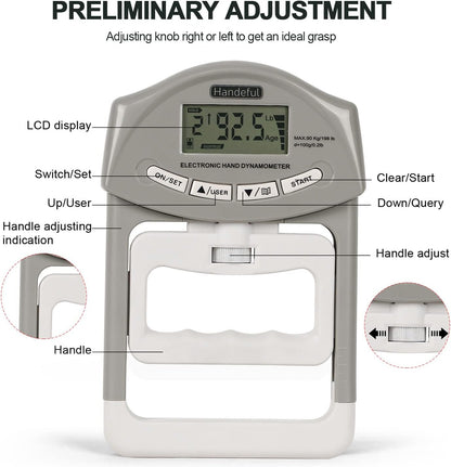 Handeful Grip Strength Tester, Hand Grip Dynamometer, Electronic Handgrip Testing for Sports Home School Use