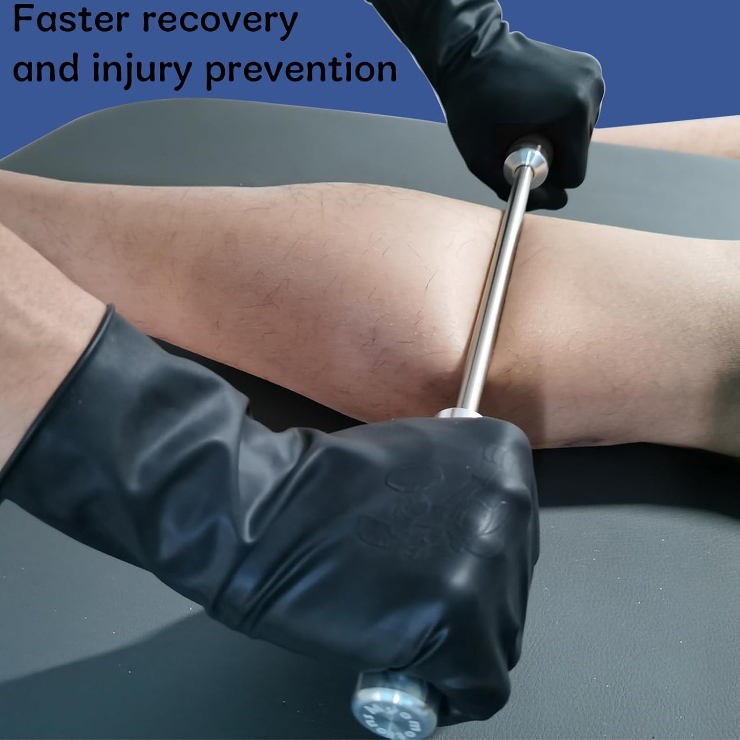 Stainless Steel Muscle Roller Stick for Legs with Silicone Grip and Ball Bearing Foot Roller for Athletes - Massage Roller Stick