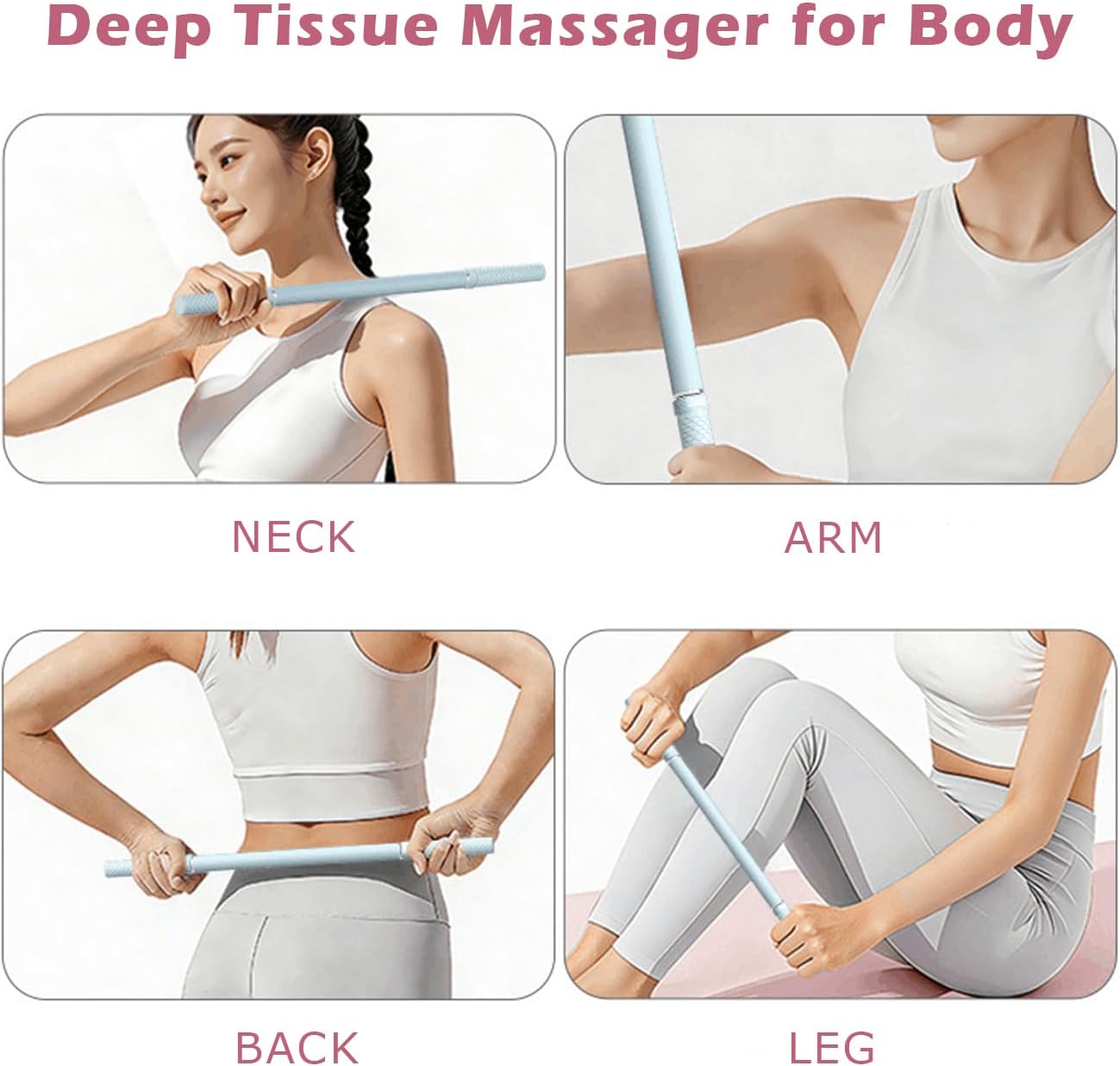 Muscle Roller Stick - Massage Roller for Myofascial Release & Deep Tissue Massage for Legs, Back, Shoulders - Relieve Soreness & Improve Recovery Baby Blue