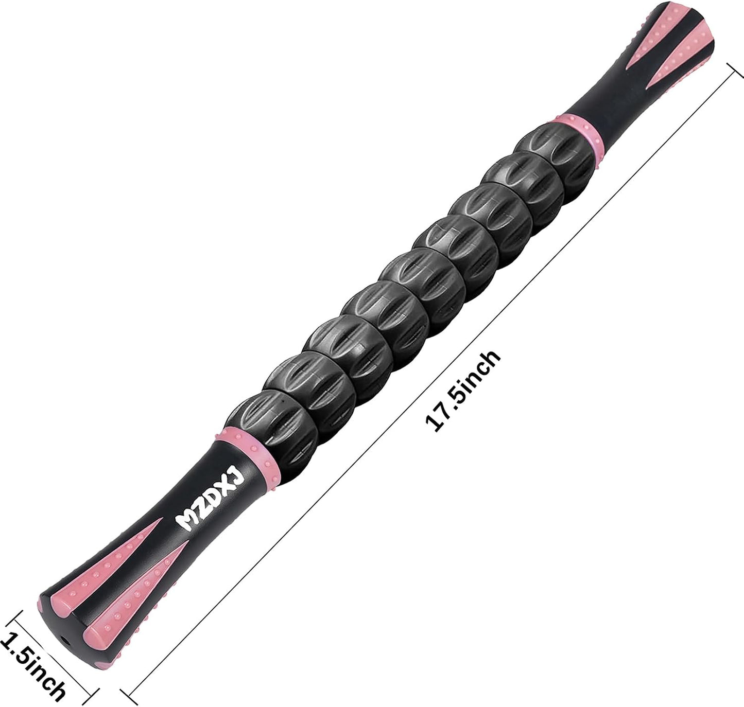 Muscle Roller Massage Roller Stick- Deep Tissue Fascia Blaster for Myofascial Pain Relief, Lymphatic Drainage & Body Sculpting, Handheld Physical Therapy & Recovery Tool (Pink black-18 inch)