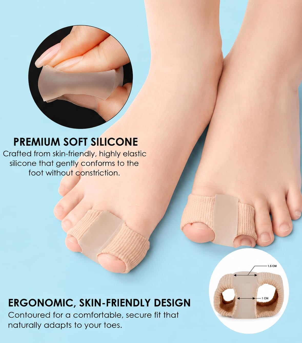 Bunion Corrector, Toe Separators for Women Men Big Toe, Breathable Toe Spacers, Bunion Correction(2PCS)
