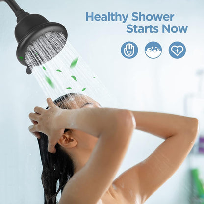 MakeFit Filtered Shower Head - High Pressure Shower Head with Filter for Hard Water Softener - 7 Settings Bathroom Rain Showerhead to Remove Chlorine and Heavy Metals (Chrome)