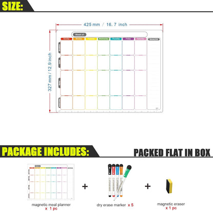 Magnetic Meal Planner for Fridge, Dry Erase Weekly Menu Board