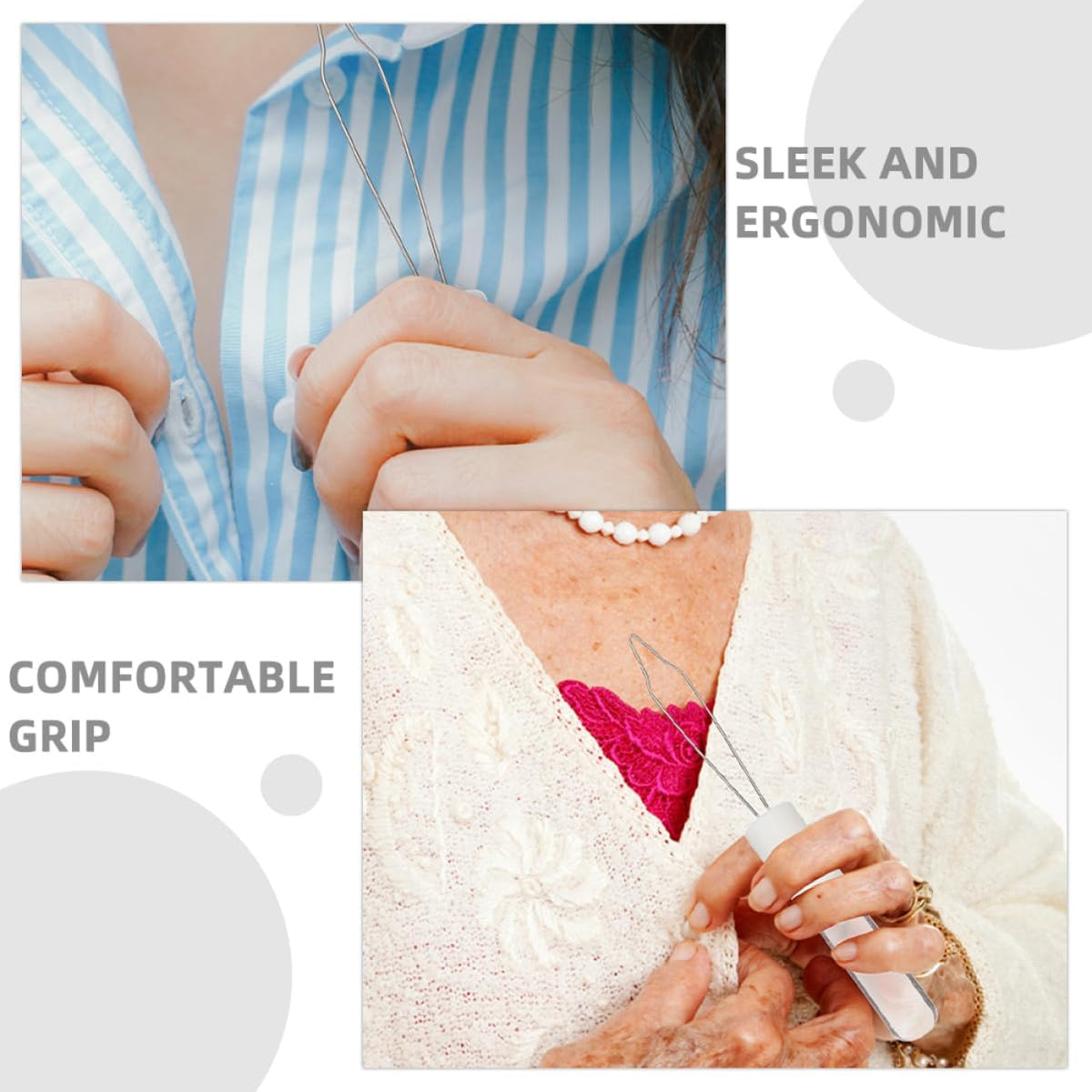2 Pack Acrylic Button Helper Tool for Seniors and Clothes