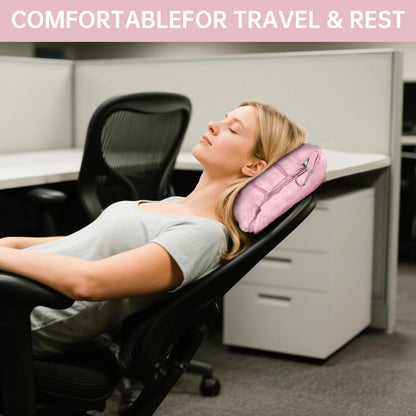 Travel Blanket and Pillow-2-in-1, Ultra-Soft&Compact, Airplane Blanket with Hand Luggage Belt and Backpack Clip,Travelers Accessories Gifts, 61x43 Inches(Pink
