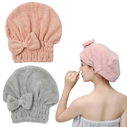 M-bestl 2 Pack Microfiber Hair Towel Wrap,Hair Drying Towel with Button,Quick Dry Hair Towel Turban for Women,Absorbent Anti-frizz Head Towel for Long Thick Curly Hair(Pink&Beige)