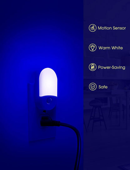 L LOHAS LED Amber Night Light, 2 Pack, Night Lights Plug into Wall Motion Sensor, 0.6W 2000K, LED Nightlights, 30/60LM Adjustable Brightness, Automatic Low Blue Nightlight for Kids, Bathroom, Hallway