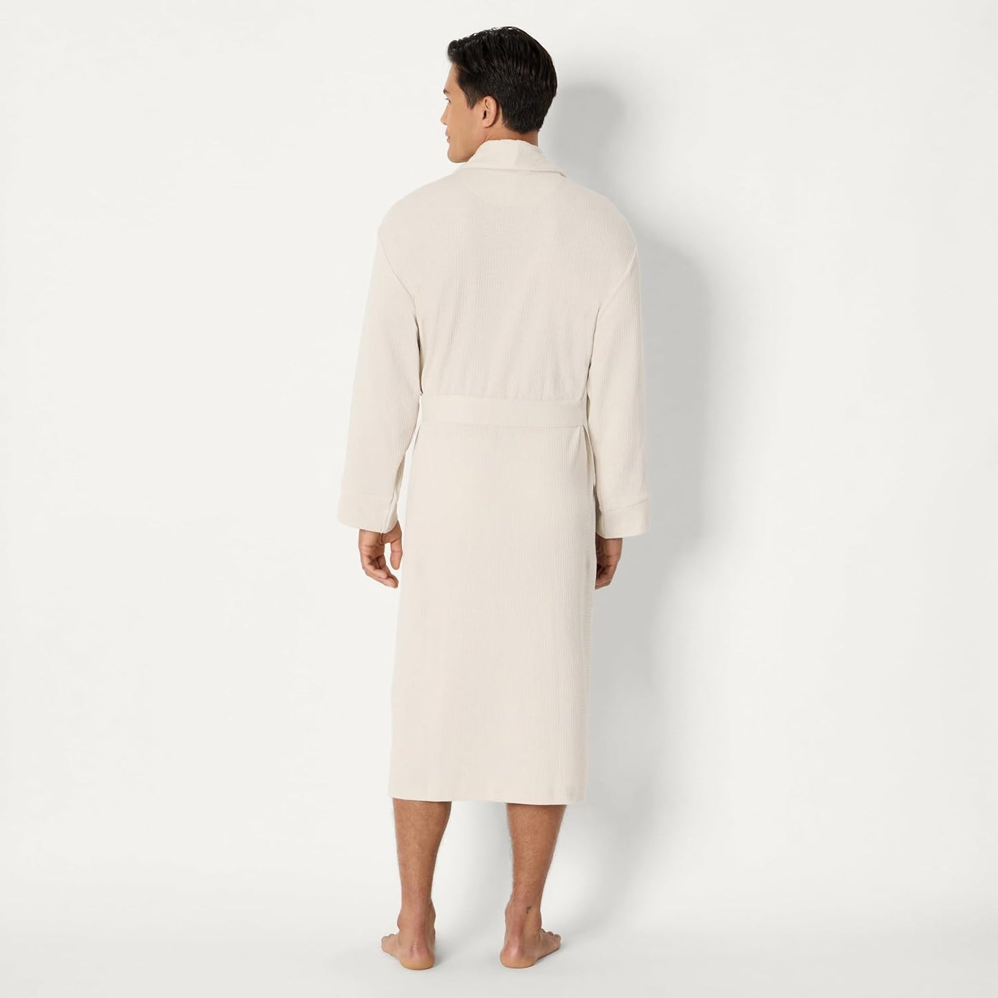 Amazon Essentials Men's Lightweight Cotton Waffle Bath Robe, Mid-Length Loungewear (Available in Big & Tall)