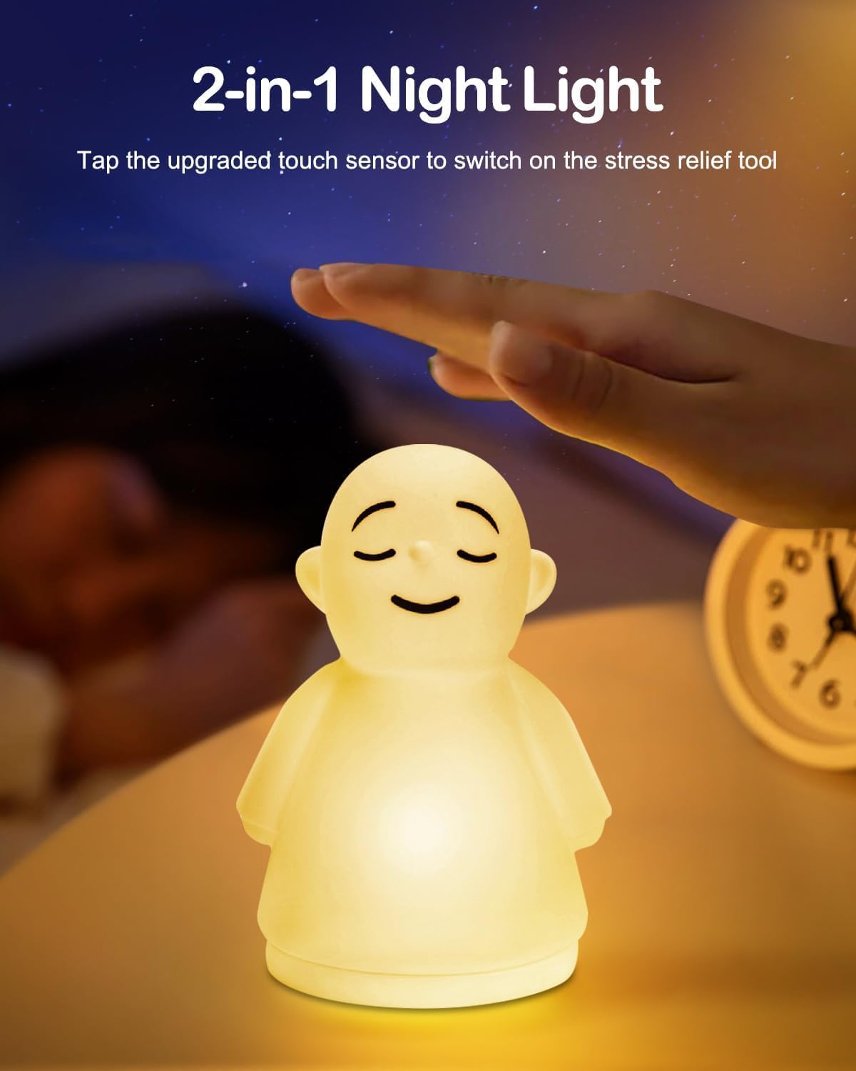 Mindfulness Meditation Anxiety & Stress Relief Tool for Women Men- Relaxing for Adults Kids - Upgraded 2 in 1 Touch Breathing Night Light