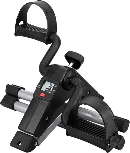 Folding Pedal Exerciser, Mini Under Desk Bike - Portable Foot Hand Cycle Peddler Machine Bicycle Exerciser for Arm Leg While Sitting