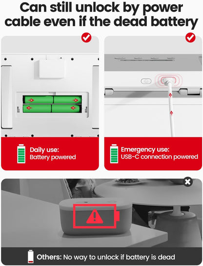 Vaydeer Metal Timed Lock Box for Phones, No-Override Timer, Child Lock, LED