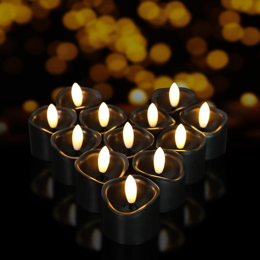24 Pack Flameless Tealight Candles Battery Operated Tea Lights, Realistic Flickering Electric LED Tea Lights, 3D Wick Fake Tea Lights for Votive, Festival, Party, Wedding Decor